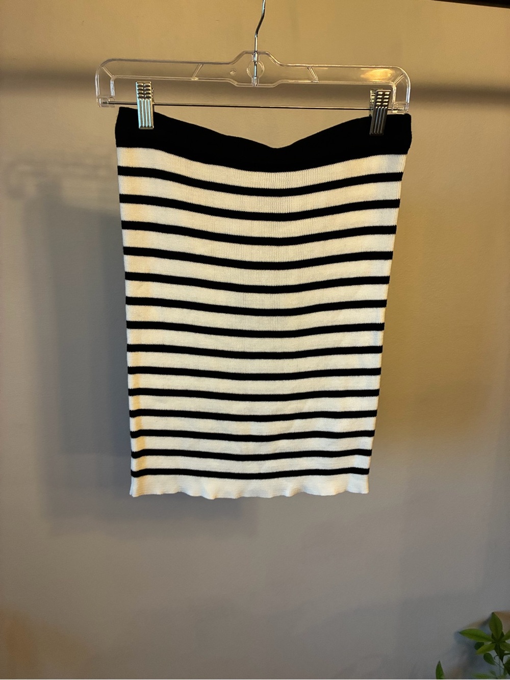 State Cashmere Striped Cashmere Knit Skirt Black Ivory Size M NWT